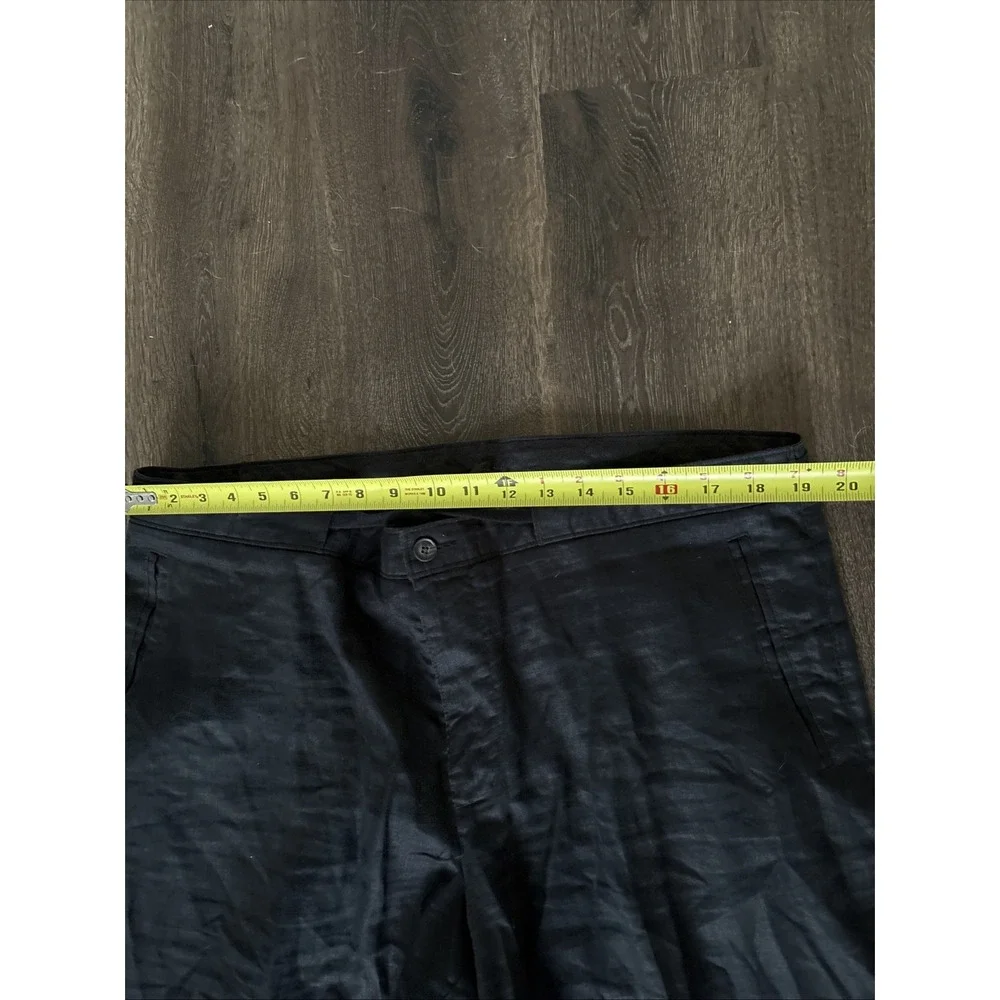 Tasso Elba Island Mens 40x32 100% Linen Black Drawstring Casual Trouser Pants